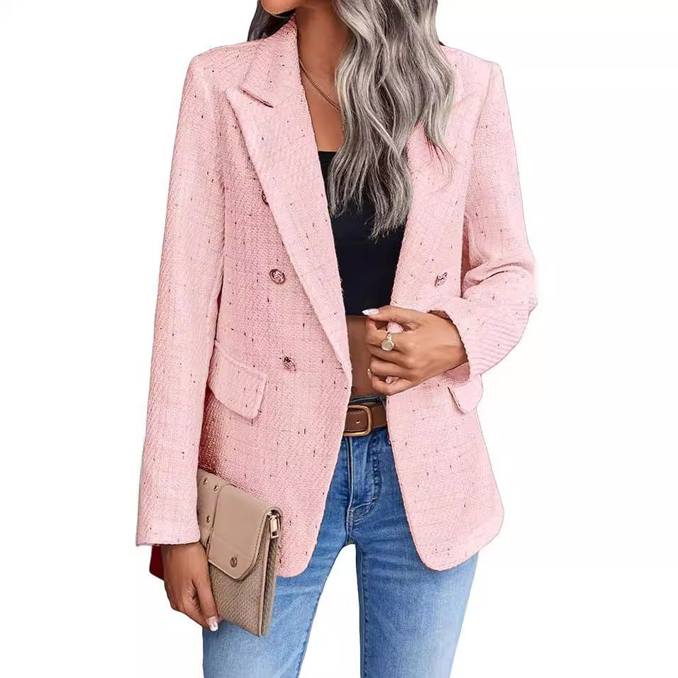 Women's Single-Breasted Tweed Suit Jacket