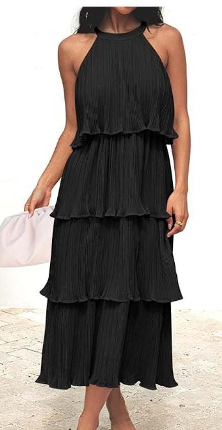 Womens Fashionable Casual Elegant Halterneck Dress