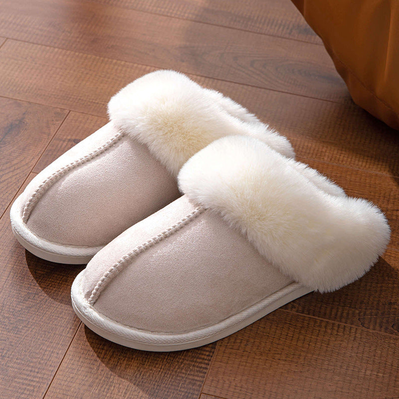 Suede Slip On Closed Toe Plush Slippers