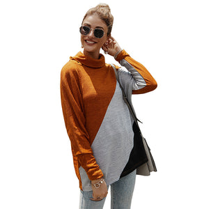 Women's Colorblock Long Sleeve Top with Cowl Neck in 2 Colors S-XL - Wazzi's Wear