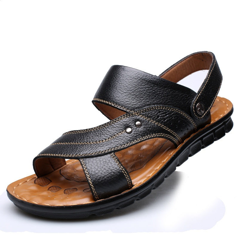 Men’s Leather Sandals with Adjustable Back Strap