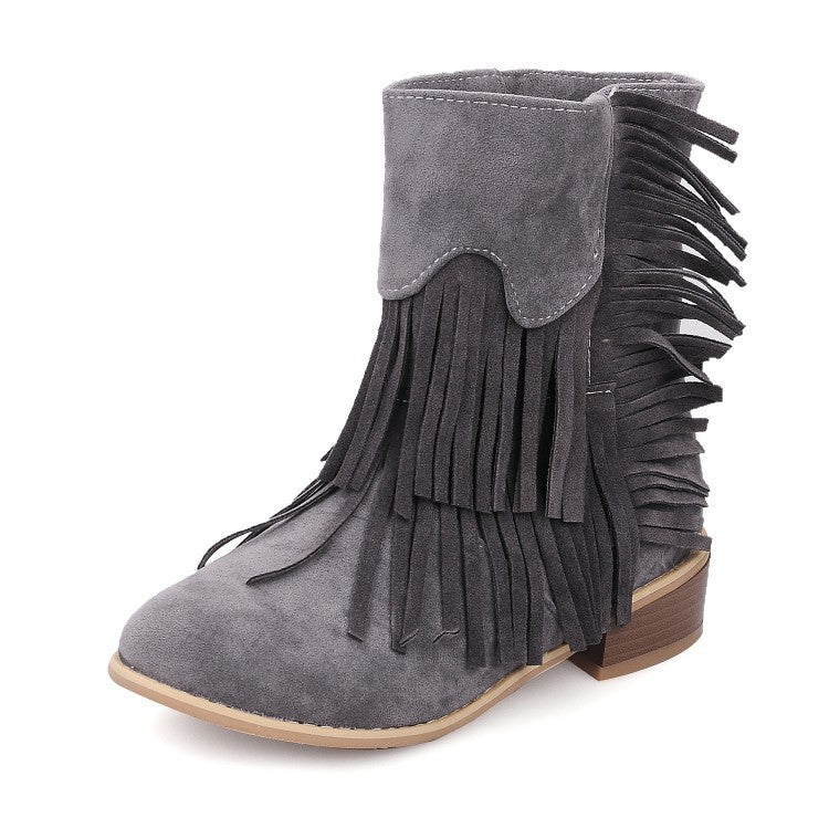 Women’s Suede Ankle Boots with Tassels in 4 Colors - Wazzi's Wear