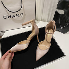 Load image into Gallery viewer, Women&#39;s Satin Stilettos with Pointed Toe and Ankle Strap in 3 Colors - Wazzi&#39;s Wear