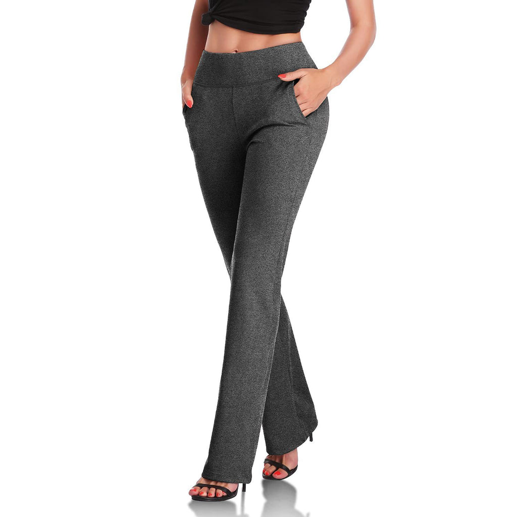 Women's Micro Flared Slim Fit Pants with Pockets in 4 Colors S-XXL - Wazzi's Wear