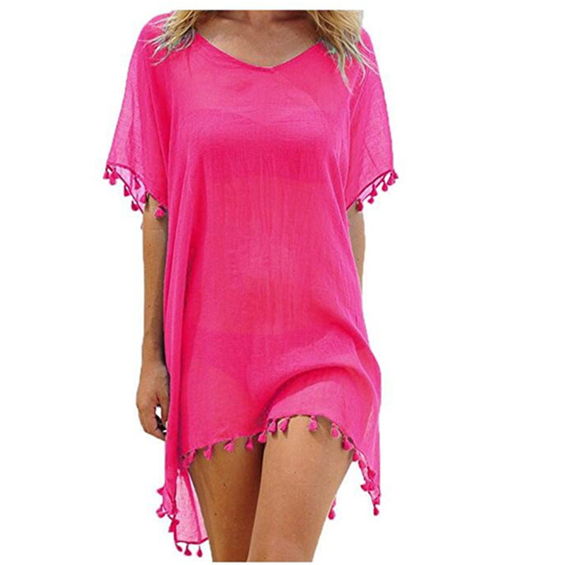 Women’s One Size Fringed Beach Cover-Up in 21 Colors - Wazzi's Wear