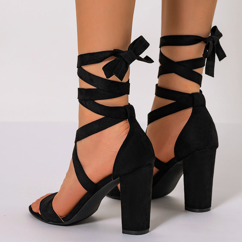 Women's High Heel Ankle Wrap Sandals in 2 Colors