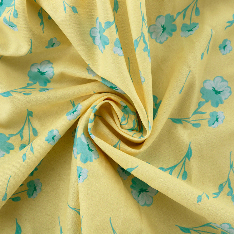 Yellow Floral Print Button-Front Mermaid Maxi Dress