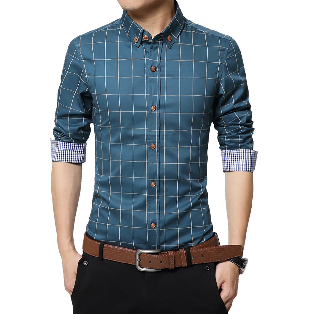 Men’s Long Sleeve Collared Shirt in 8 Colors M-5XL - Wazzi's Wear