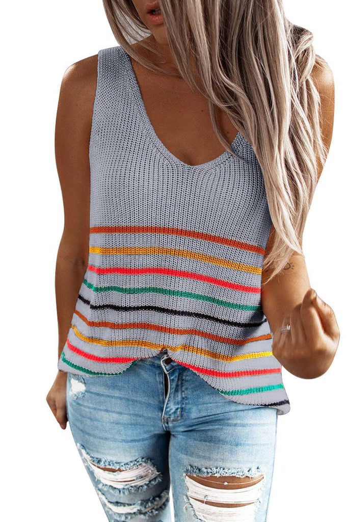 Our Women’s Striped V-Neck Knit Tank Top