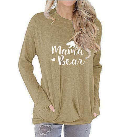 Women’s Long Sleeve Mama Bear Top with Pockets in 10 Colors S-XXL - Wazzi's Wear