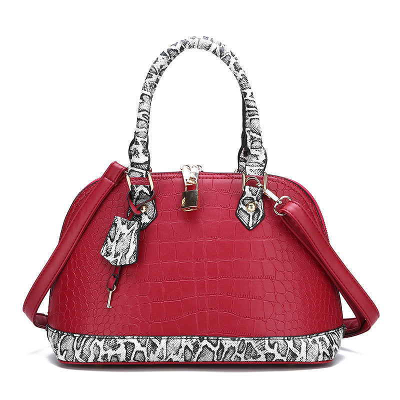 Women’s Snakeskin Leather Handbag in Red or Black - Wazzi's Wear