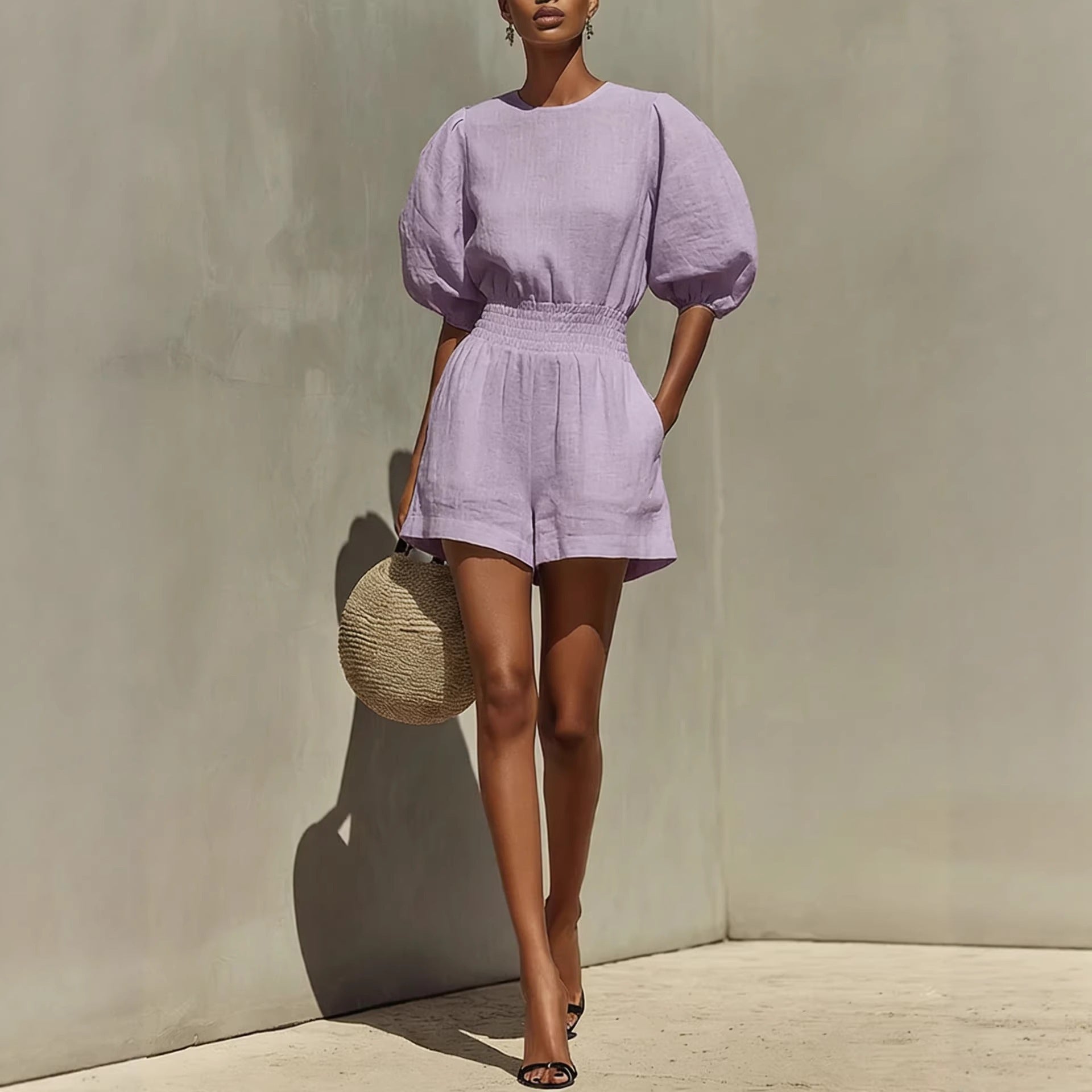 Women's Puff-Sleeve Casual Fashionable Comfortable Set