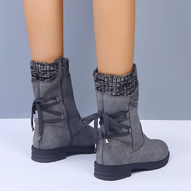 Women’s Suede Snow Boots with Side Zipper in 6 Colors - Wazzi's Wear