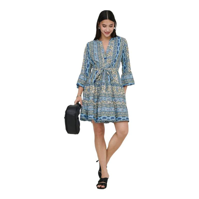 Elegant Relaxed-fit Strap Print Dress