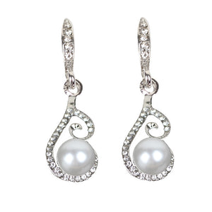 Women’s Rhinestone Diamond and Pearl Drop Necklace and Earrings Set - Wazzi's Wear