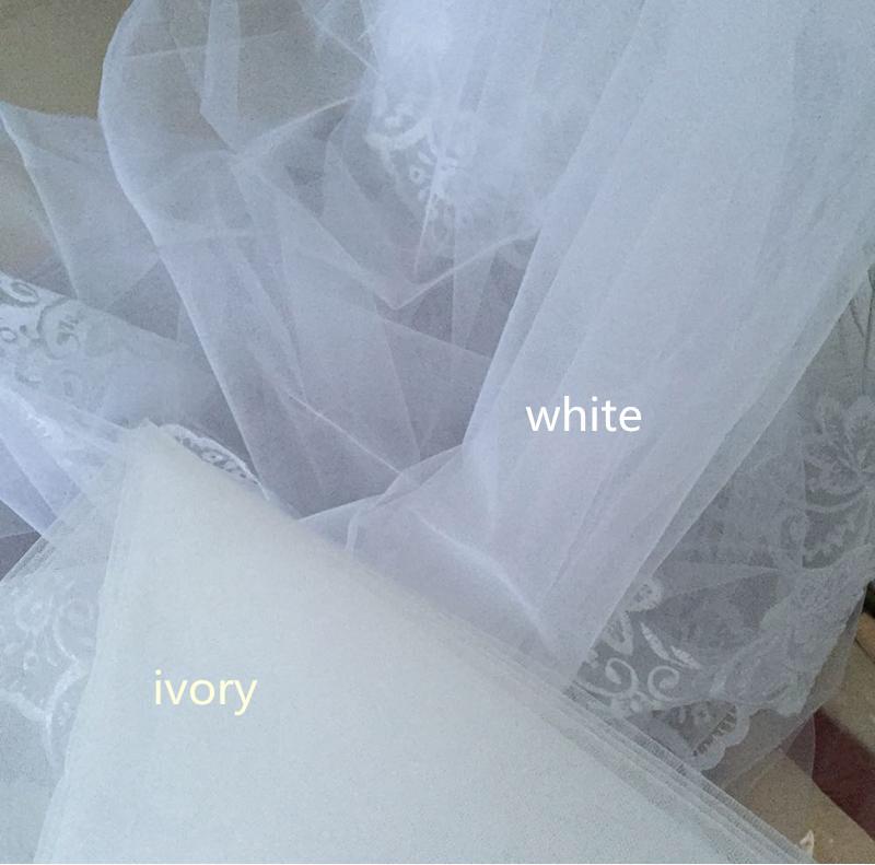 Two-Layer Elbow Length Bridal Veil in Ivory and White - Wazzi's Wear