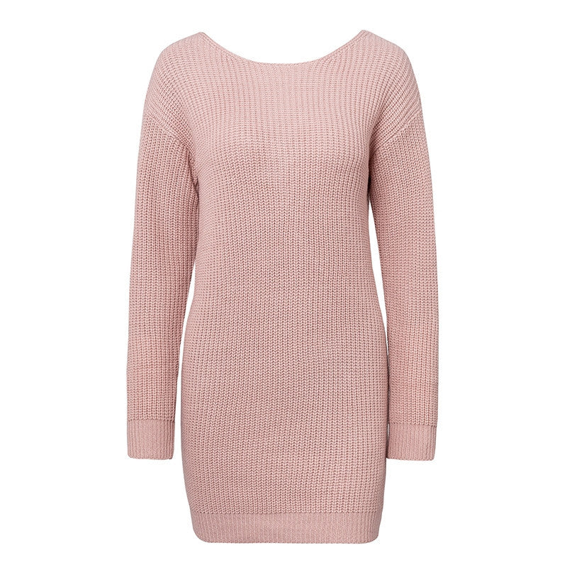 Sexy One-Shoulder Knitted Loose Sweater Dress Women