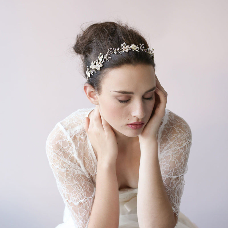 Women’s Pearl and Crystal Wedding Headdress in 2 Colors - Wazzi's Wear