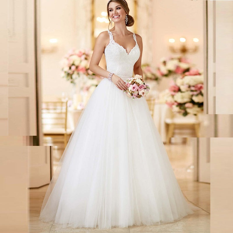 Women’s Wide Hem Floor-Length Wedding Dress with Removable Skirt