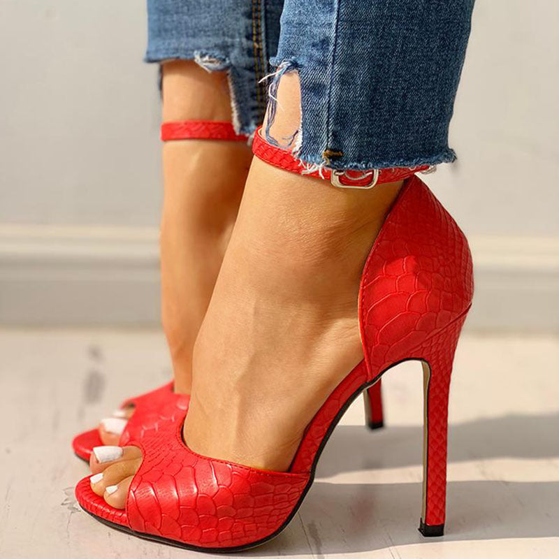 Women’s Open Toe Stiletto High Heel Shoes in 3 Colors - Wazzi's Wear