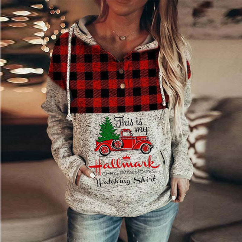 Women's Jacket Christmas Letter Print Hooded Women's Sweater