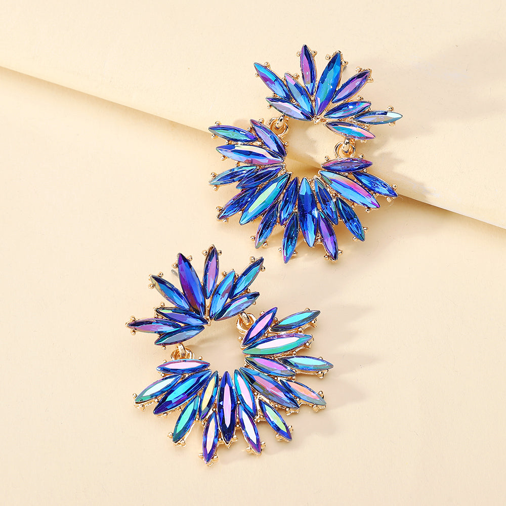 Women's Vintage Elegant Luxury Marquise Rhinestone Floral Drop Earrings Sparkly Jewelry For Bridal Wedding Party Occasions