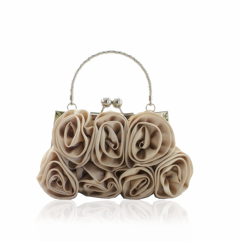 Women’s Silk Rose Clutch Hand Bag in 5 Colors - Wazzi's Wear