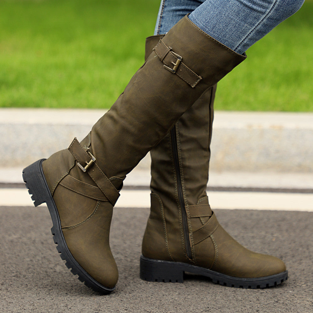 Women’s Low Heel Knee Length Boots