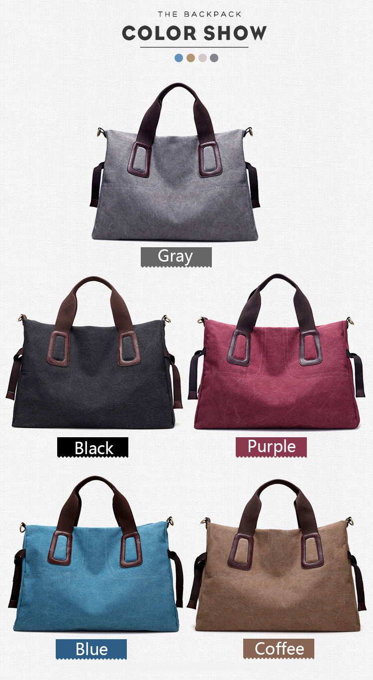 Women’s Large Capacity Canvas Hand Shoulder Tote Bag in 5 Colors - Wazzi's Wear