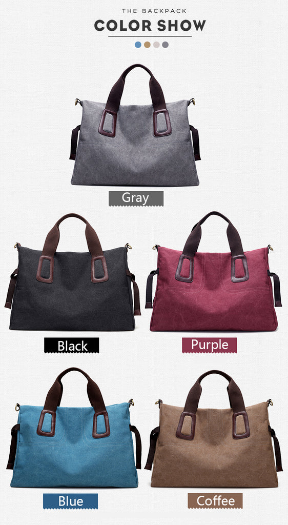 Women’s Large Capacity Canvas Hand Shoulder Tote Bag in 5 Colors - Wazzi's Wear