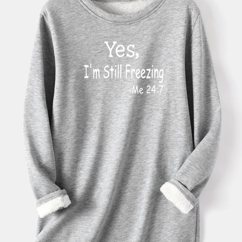 Women's I’m Still Freezing Long Sleeve Fleece Nightdress in 12 Colors S-5XL - Wazzi's Wear