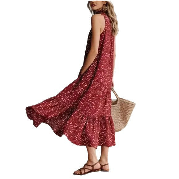 Women's Polka-Dot Sleeveless Dress