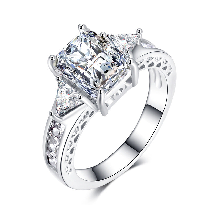 Elegant Square Zircon Copper Womens Ring