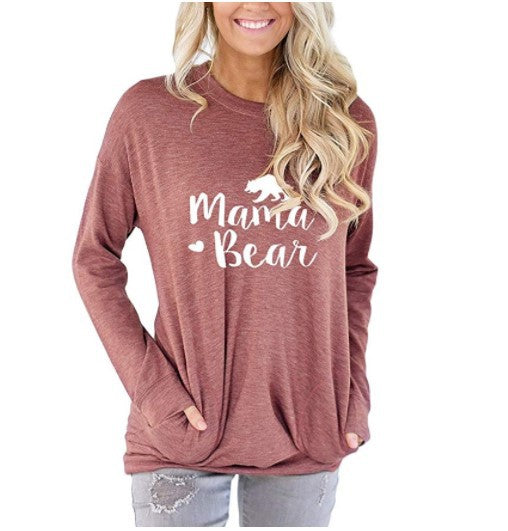 Women’s Long Sleeve Mama Bear Top with Pockets in 10 Colors S-XXL - Wazzi's Wear