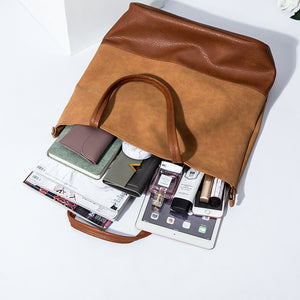 Women’s Colorblock Messenger Tote Bag with Zipper in 5 Colors - Wazzi's Wear