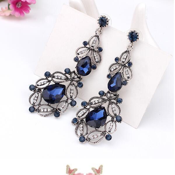 Women’s Vintage Drop Gemstone Stud Earrings in 2 Colors - Wazzi's Wear