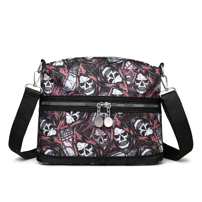 Skull Print Shoulder Bag with Adjustable Crossbody Strap