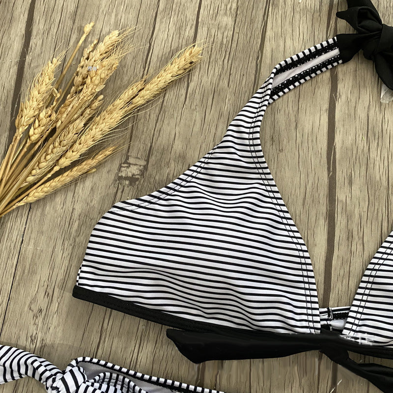 Women’s Striped and Polka Dot Bikini with Bow Ties in 3 Colors S-XL - Wazzi's Wear