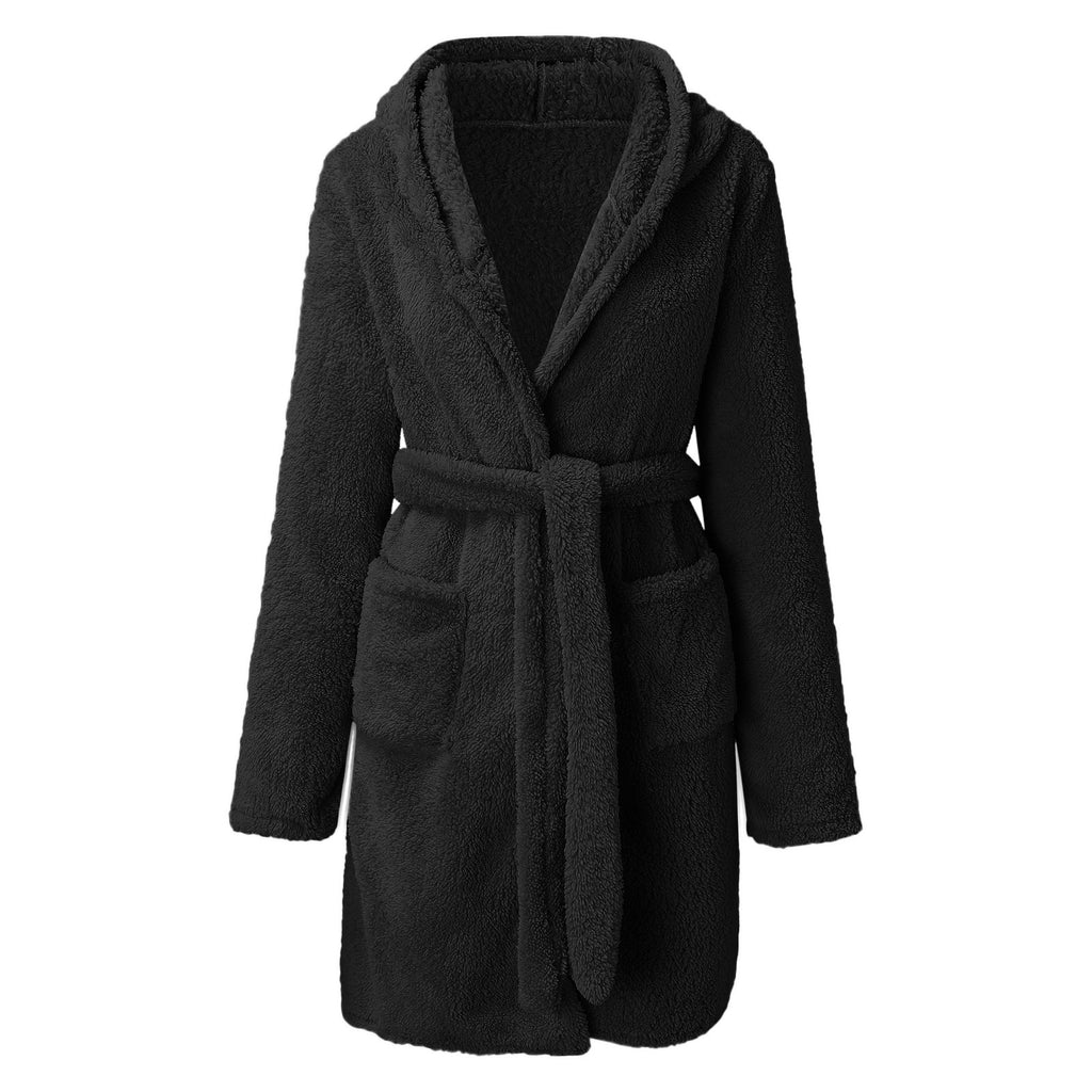 Women’s Plush Long Sleeve Housecoat with Waist Tie in 10 Colors S-XXL - Wazzi's Wear