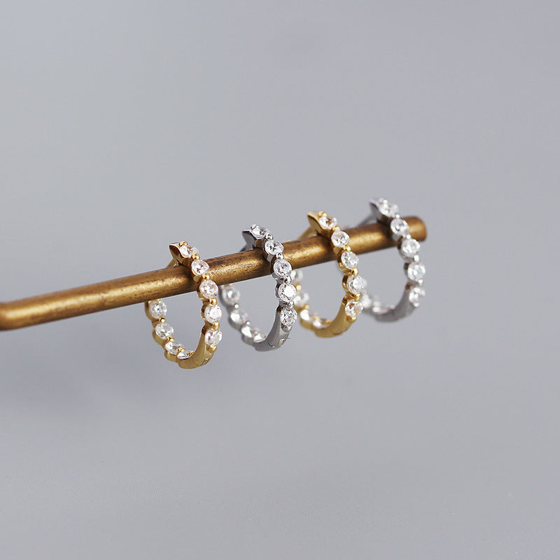 Sterling Silver Zircon Diamond Loop Earrings - Wazzi's Wear
