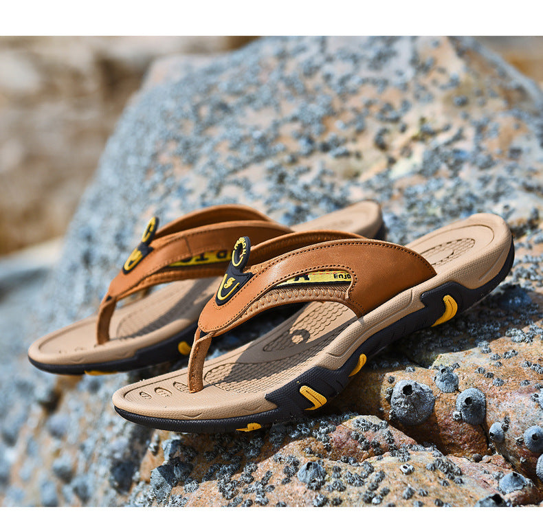 Men's Leather Non-Slip Flip Flop Sandals in 3 Colors