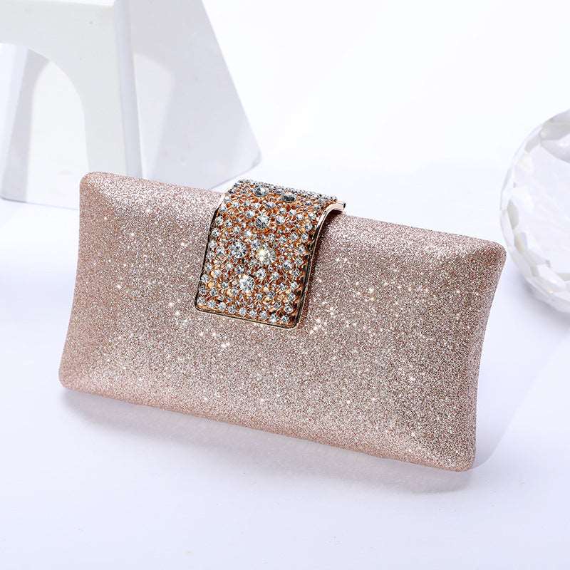 Elegant Rhinestone Clutch with Chain Strap in 4 Colors - Wazzi's Wear