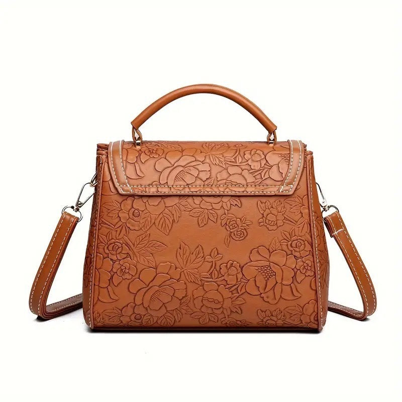 Rose Embossed Crossbody Shoulder Bag