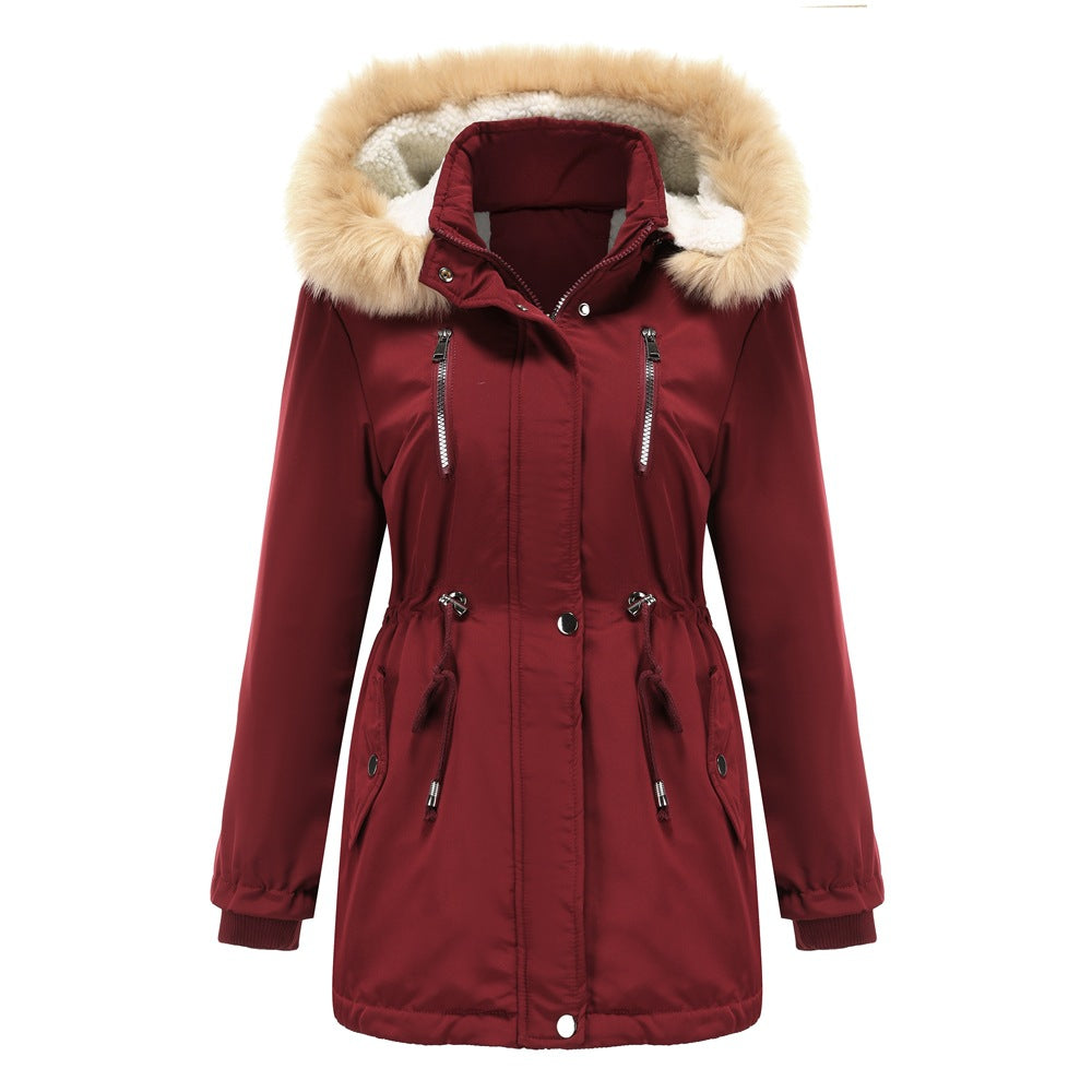 Women’s Fleece Winter Coat with Detachable Hood in 5 Colors S-5XL - Wazzi's Wear