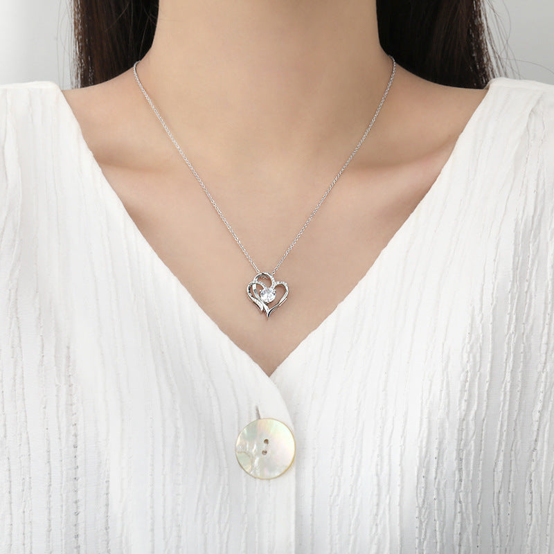 Women’s Double Heart Rhinestone Necklace in 2 Colors - Wazzi's Wear