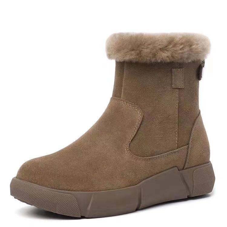 Women’s Flat Heel Warm Fleece-Lined Ankle Boots