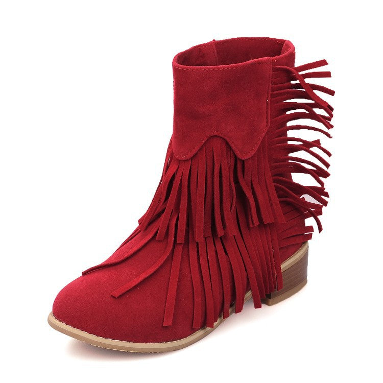 Women’s Suede Ankle Boots with Tassels in 4 Colors - Wazzi's Wear