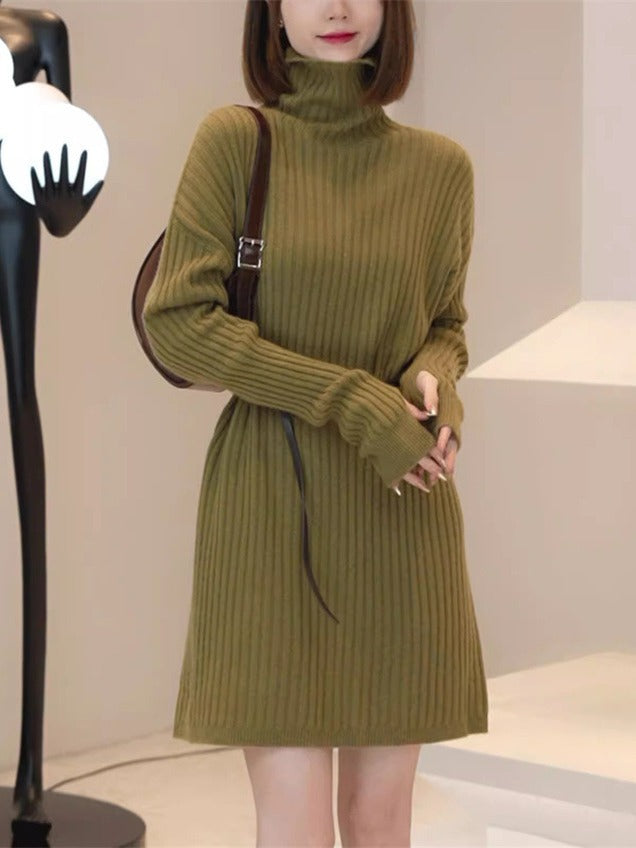 Autumn And Winter Large Size Idle Style Belt Midi Knitted Bottoming Skirt