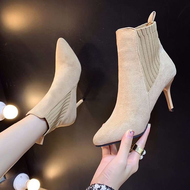 Women's Suede Stiletto Boots with Pointed Toe