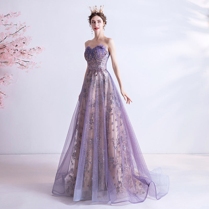 Women’s Strapless Purple Evening Prom Dress XS-3XL - Wazzi's Wear